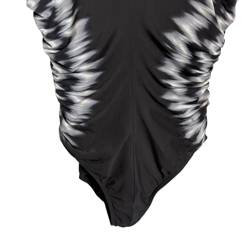 Miraclesuit Sound Wave Temptress Black White Tie Dye One Piece Swimsuit Size 16 - Picture 4 of 8